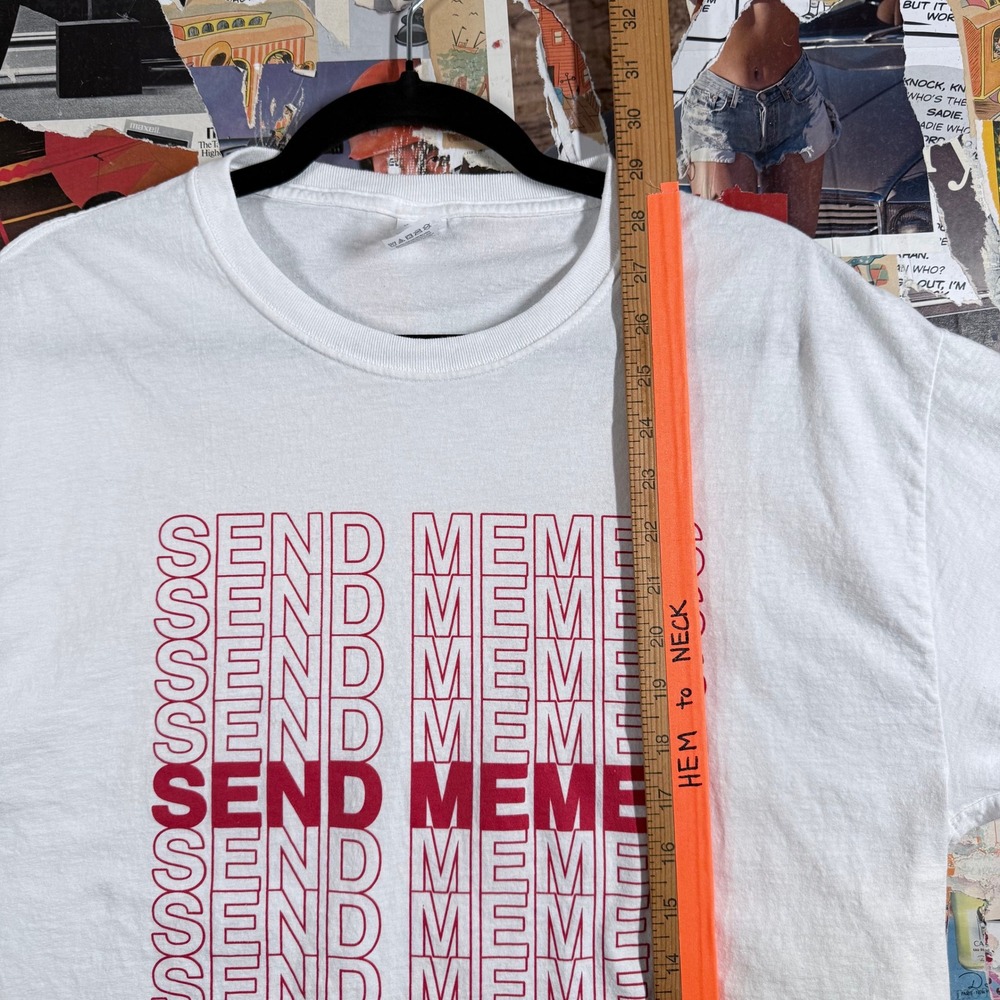Fruit Of The Loom Send Memes White Graphic Print T Shirt‎ Large L - Picture 5 of 6